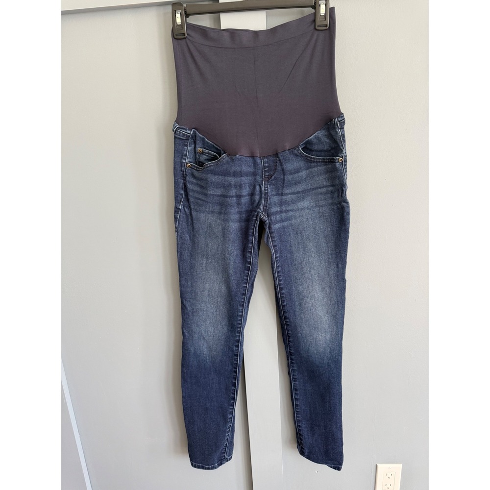 A:Glow‎ Maternity Skinny Jeans Dark Wash Over Belly Panel Size 4 Mat